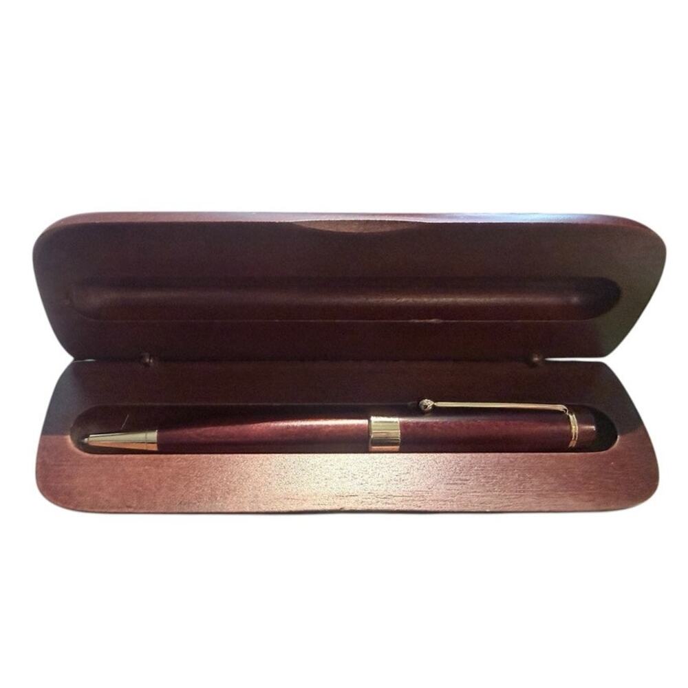 Vtg 1994 Bombay Company Refillable Pen Wood Case Gift Collector Dad Grad Teacher